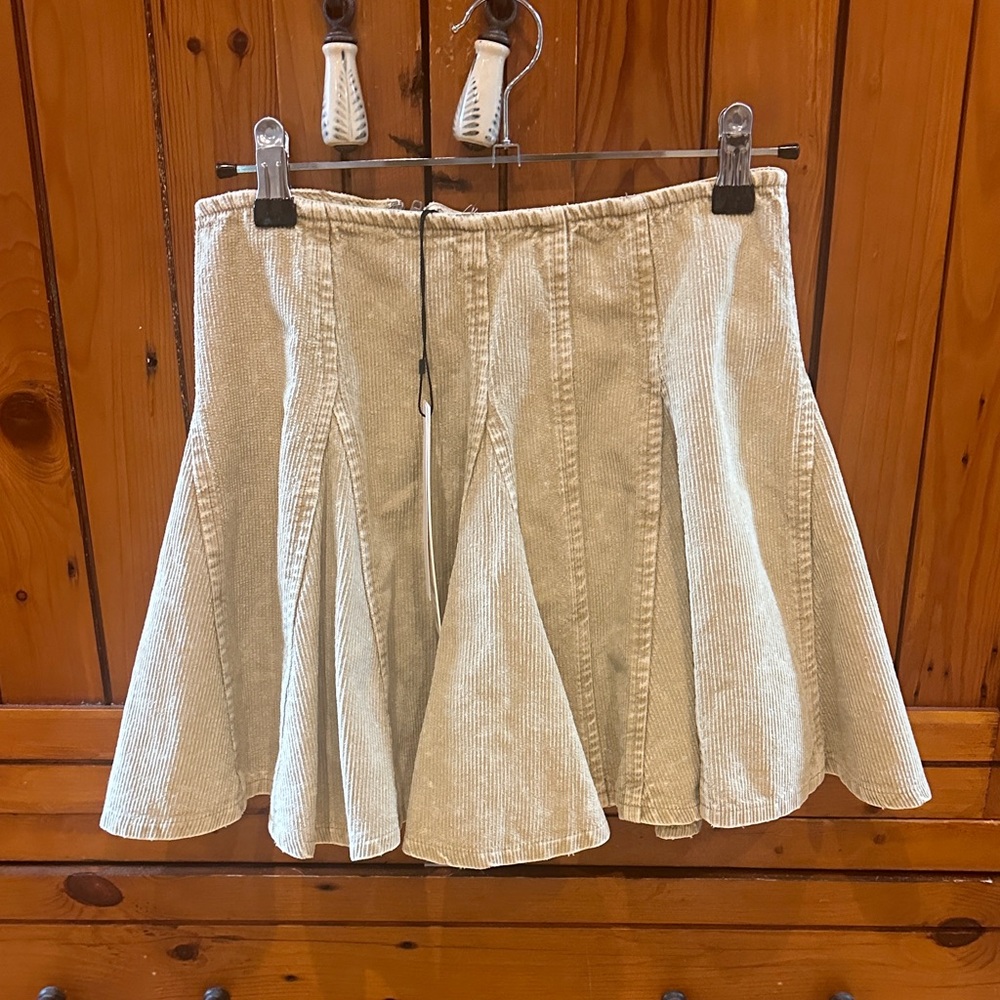Mustard Seed Cream Corduroy Skater Skirt